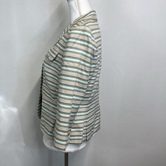 Ann Taylor Loft Blazer Jacket size 8 Blue Olive Khaki Pockets Casual Career Slim - Picture 5 of 7